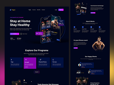 Fitness Coach Landing Page agency exercise fit fitness fitness app fitness club fitness landing page health app home page interface landing page sport ui ux web design web page website website design workout