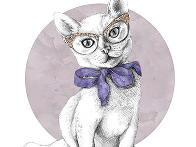 Glamour Puss cat drawing illustration pencil