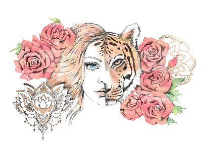 Zen Tigress Illustration art drawing illustration