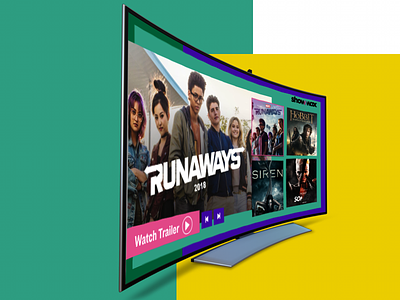 Showmax Concept - Curved TV interface landing page tv design tv series tv series poster ui