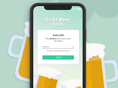 Craft Beer Fest - Sign In app concept illustration art mobile app sign in page uidesign uxdesign