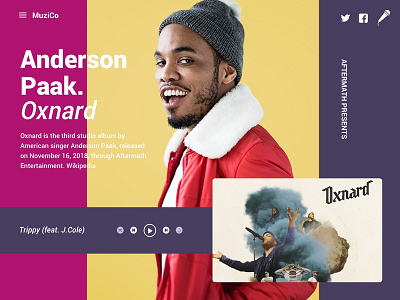 Anderson Paak - Oxnard Album artdirection concept desktop app interface landing page minimal musicapp product design uidesign uxdesign