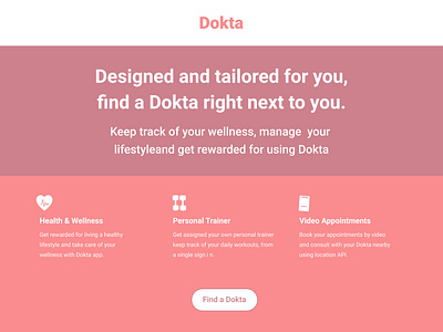 Dokta - Health & Wellness App - Products page concept desktop app health and fitness health app health care interface landing page minimal product design ui uidesign ux uxdesign