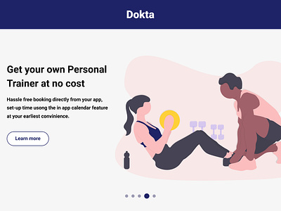 Dokta - Health & Wellness App - Personal Trainer page concept health and fitness health app illustration interface landing page minimal product design ui ux uxdesign