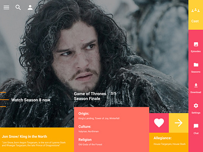 Game of Thrones - Playbook - Jon Snow concept content desktop app gameofthrones interface landing page playbook product design ui uidesign ux uxdesign