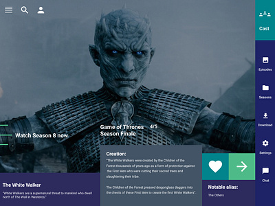 Game of Thrones - Playbook - The White Walker concept content content design desktop app gameofthrones iconography interface landing page playbook product design ui uidesign ux uxdesign