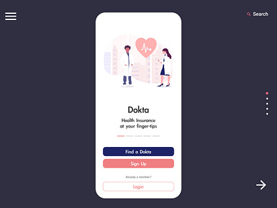Dokta - Mobile Home page app concept health and fitness health app illustration interface minimal mobile mobile app product design ui uidesign ux uxdesign