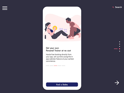 Dokta Mobile Personal Trainer page app concept health and fitness health app illustration interface minimal mobile product design ui uidesign ux uxdesign