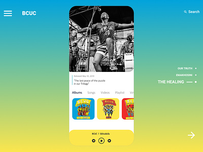 BCUC - The Healing 2019 Album app bcuc concept interface minimal mobile music music player musicapp product design ui uidesign ux uxdesign
