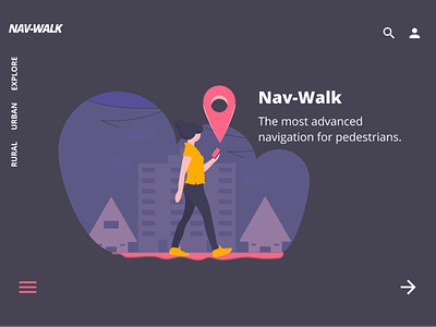 Nav Walk - Landing page -Concept artdirection concept desktop app illustration interface landing page minimal product design ui uidesign ux uxdesign