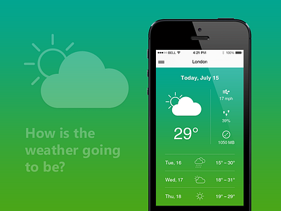 Weather App for iOS app design ios mobile weather