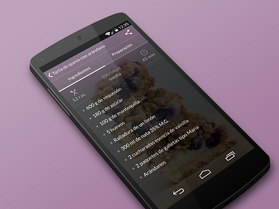 Recetas de mamá. Android Application android app design recipes uiux