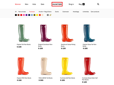 Hunter. boots design hunter responsive web