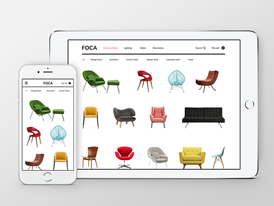 FOCA. Responsive website concept chairs design furniture mobile responsive sofas ui ux web