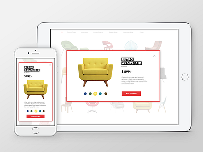 FOCA. Responsive website concept chairs design furniture mobile popup responsive ui ux web yellow