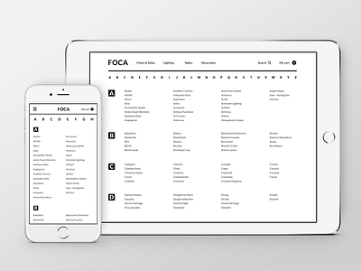 FOCA. Responsive website concept brand design furniture list mobile responsive ui ux web