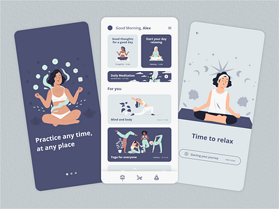 Yoga and Meditation App Prototype app design meditation mindfullness mobile prototype ui ux yoga