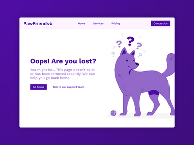 404 Error Page animal app design dog il illustration pet prototype ui ux vet veterinary web