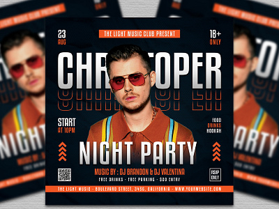 Night Club Party Flyer banner brochure club cover design dj electro event festival flyer instagram invitation moderen music night party poster social square template