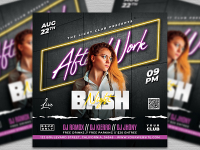 Night Club Party Flyer banner brochure club cover design dj electro event festival flyer instagram invitation modern music night party poster social square template