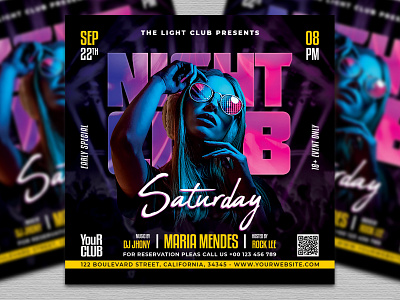 Night Club Party Flyer banner brochure club cover design dj electro event festival flyer instagram invitation modern music night party poster social square tempate