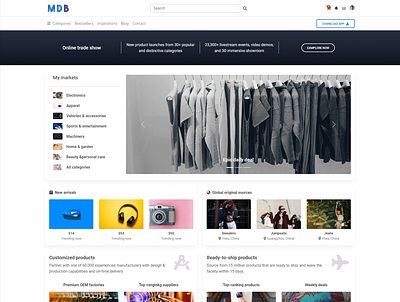Alibaba homepage in Material Design 2.0 ecommerce material design material design 2 material ui materialdesign mdb ui