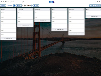 Trello board in Material Design 2.0