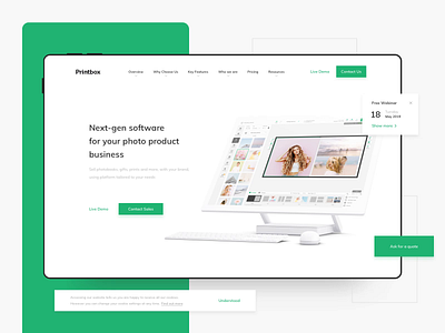 Printbox Website 3d animation clean design saas landing page ui interaction website design white space