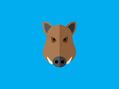Wild Boar animals avatar blue brown design flat illustration simple wild boar