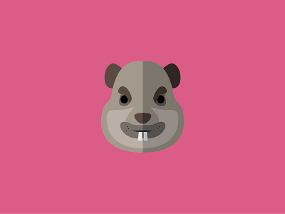 Rock Hyrax animals avatar design flat illustration pink rock hyrax simple