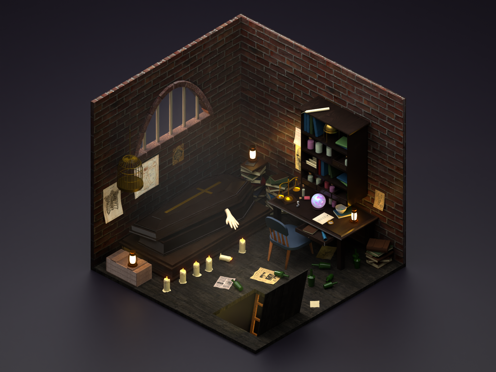 3D room by Diana Ghodrati on Dribbble