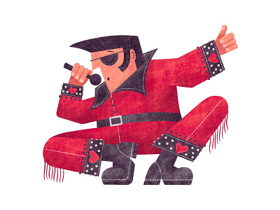 Red Elvis design editorial illustration procreate