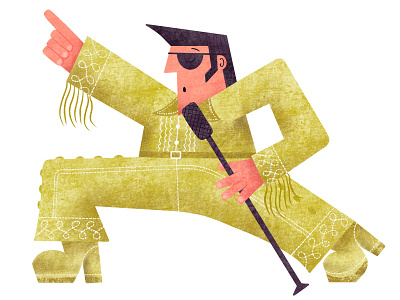 Gold Elvis design editorial illustration procreate