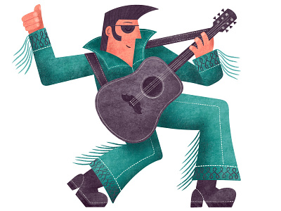 Rock n Roll Elvis design editorial illustration procreate