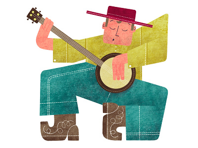 Banjo dude design editorial illustration procreate