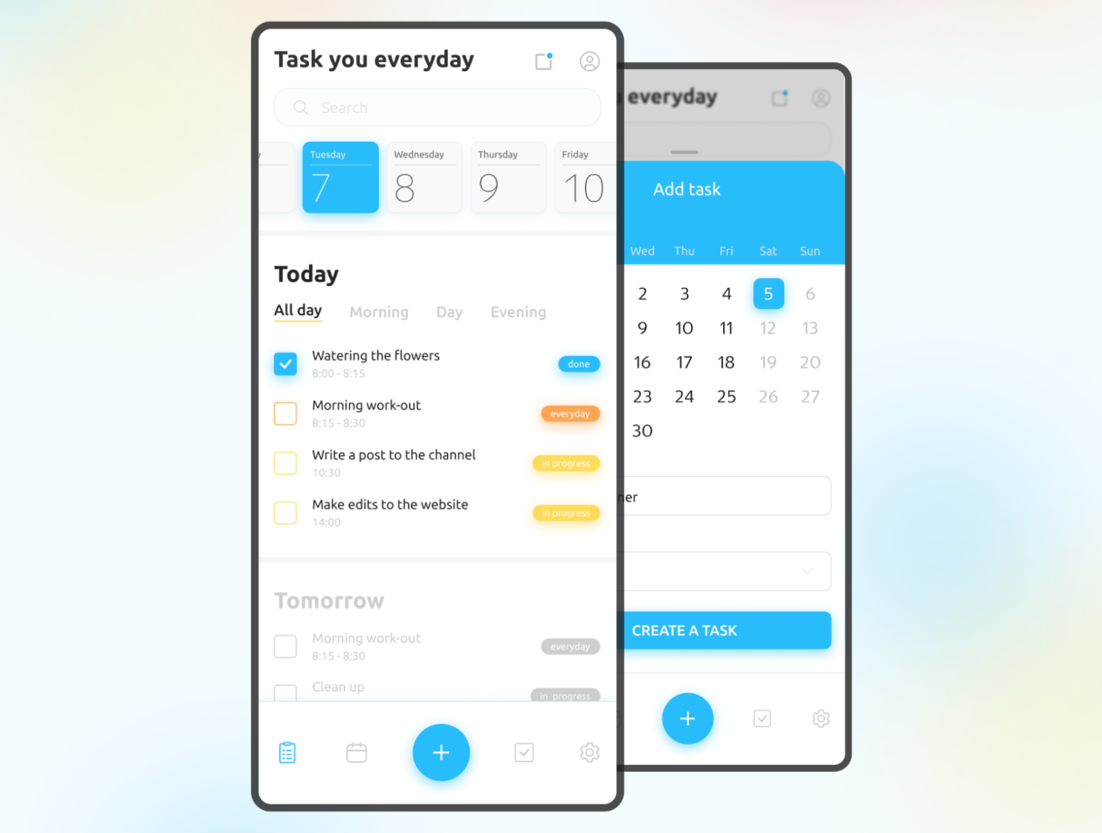 Task you everyday | mobile app by Tatyana Vorobeva on Dribbble