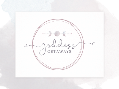 Goddess Getaways logo design branding graphic logo logo design moon watercolor watercolour