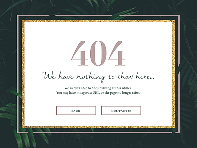 Daily UI 008 - 404 page 008 404 page daily ui foliage gold texture green mauve perspective pink rose typography