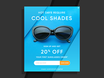 Sunglasses Email Sign Up Pop Up design discount ecommerce email eyewear frame glasses graphic online optical radesigner sign up