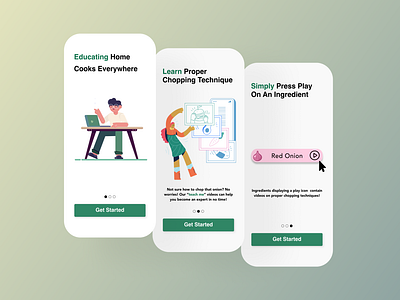 Soy Vegan Recipe App Onboarding Screens