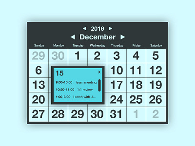 Daily UI: Calendar (Day 38) 038 dailyui