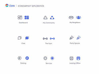 The Cove - Iconography Exploration design handmade icon design iconography icons illustration suite ui ux