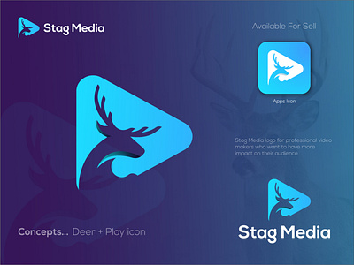 Stag (Deer) Play Logo design, Media logo, Branding