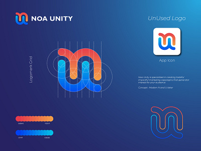 Modern NU Letter Logo Concept, Branding Logo (For Sell)