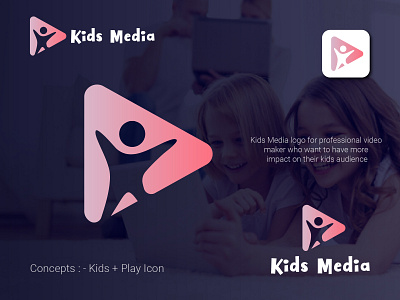 Kids Media logo concept for your brand, Negative space logo