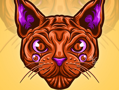 SPHYNX CAT animal animals cartoon cat character character design digital art drawing halloween illustration logo mascot sphynx