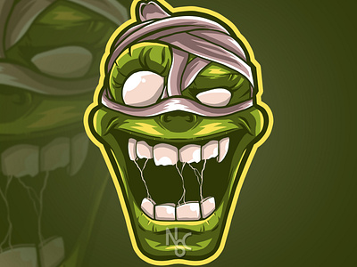 CRAZY MUMMY HEAD cartoon character crazy design halloween horror illustration logo mascot mesir mummy scary weird