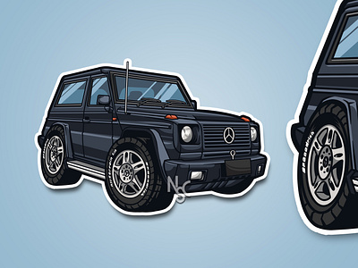 MERCI JEEP automotive car cartoon character concept art drawing illustration logo mascot mercedes mercedes benz merci postcard