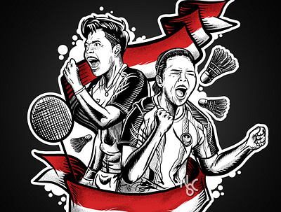 SELAMAT @greyspolii & @r.apriyanig badminton cartoon character design double illustration indonesia mascot olimpiadetokyo2020 olympics sport tokyo tokyo2020 tokyoolympics vector