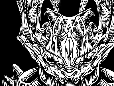 DEMON bw character dark demon devil evil ghost halloween hell horror illustration monster satan scary skeleton skull spooky